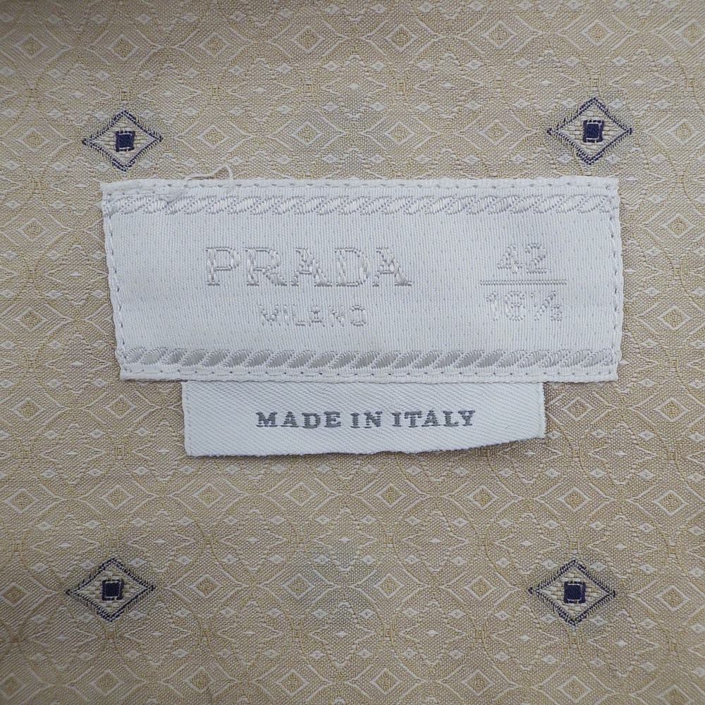 Prada Button Up Shirt SS17 Stretch Cotton Poplin Geometric Archive Men's 42 16.5 - Picture 7 of 7